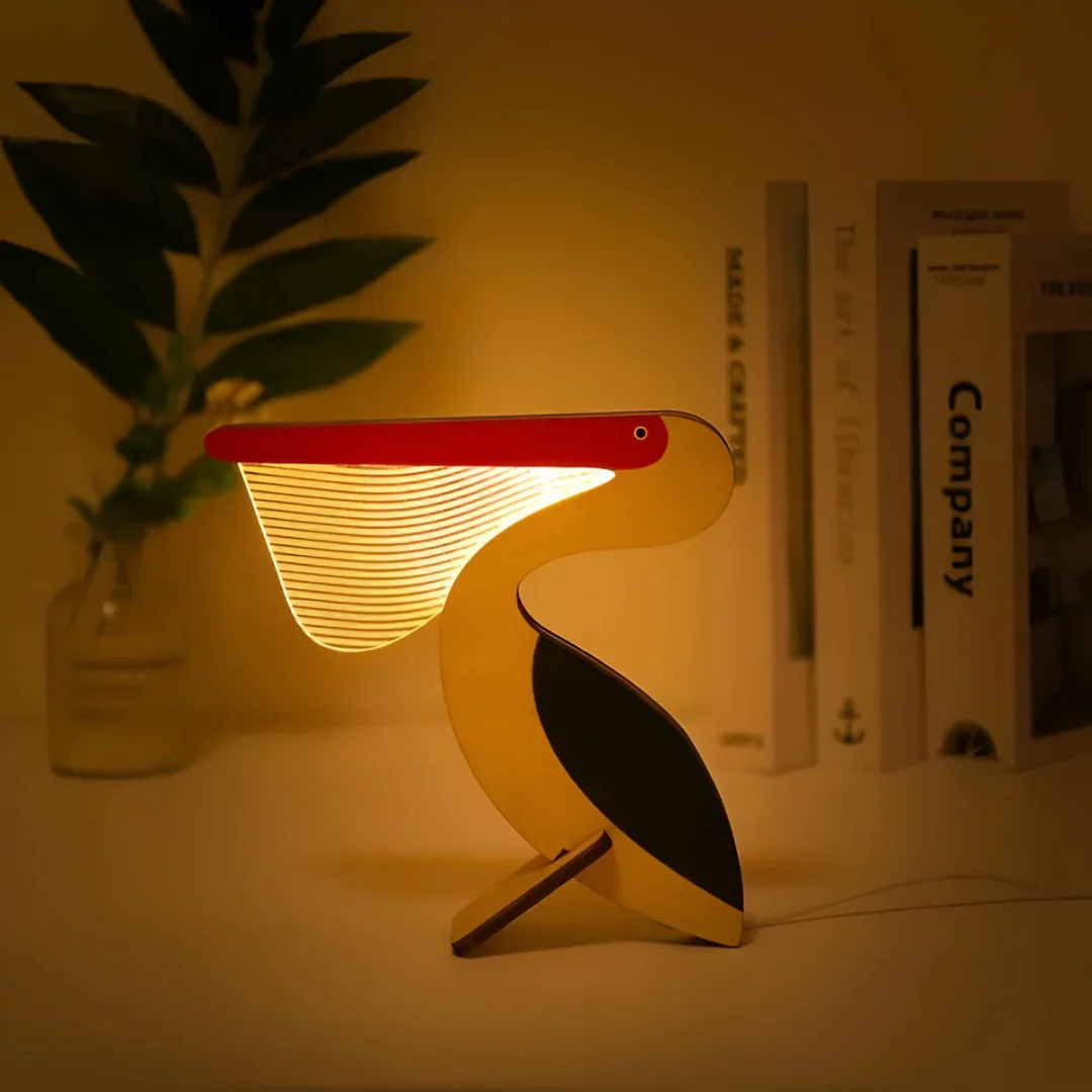 Nordic Wooden Animal LED Table Lamp Sculptural Design - Image 2