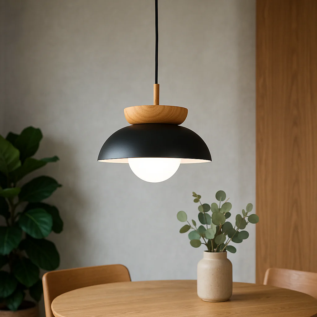 Nordic Wooden Dome Pendant Light - Image 3