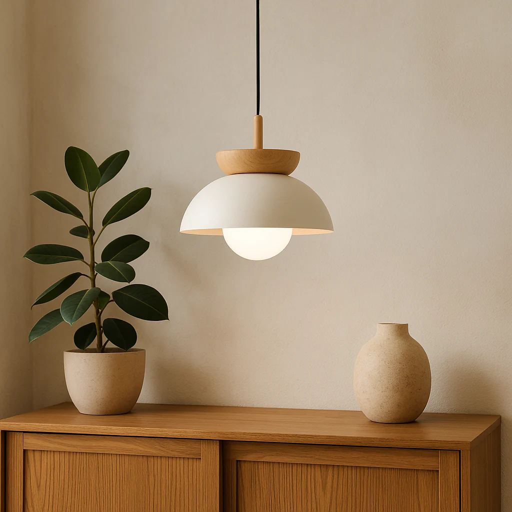 Nordic Wooden Dome Pendant Light - Image 4