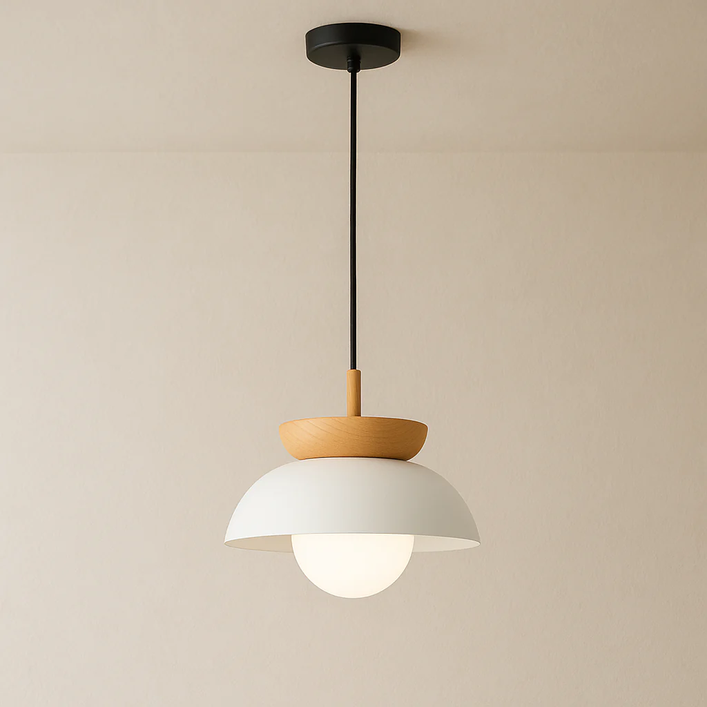 Nordic Wooden Dome Pendant Light - Image 7