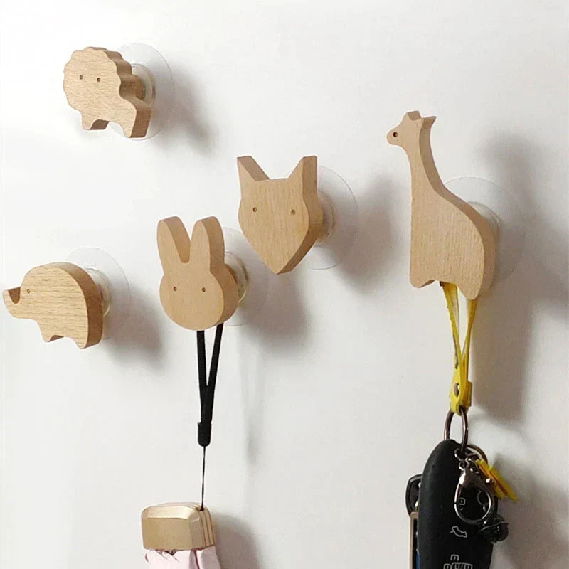 Wooden Animal Wall Hooks Coat Adhesive Hook Rack