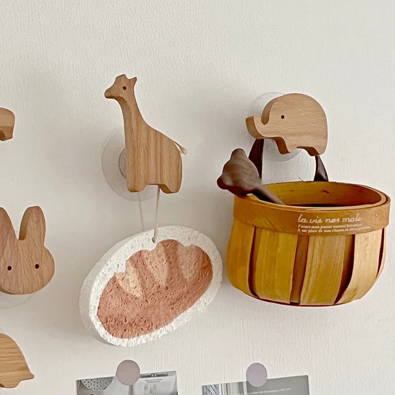 Wooden Animal Wall Hooks Coat Adhesive Hook Rack - Image 18