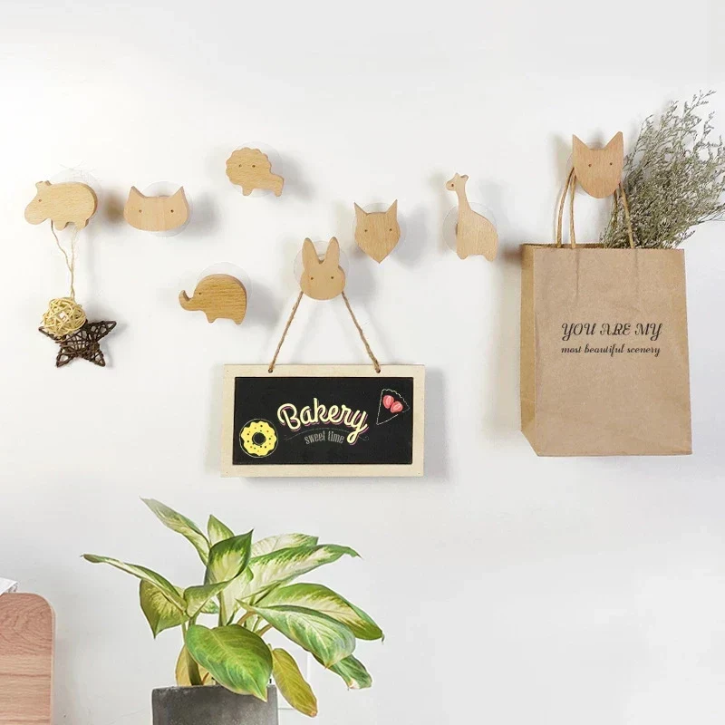 Wooden Animal Wall Hooks Coat Adhesive Hook Rack - Image 2