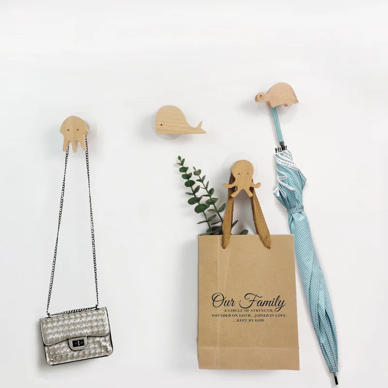 Wooden Animal Wall Hooks Coat Adhesive Hook Rack - Image 21