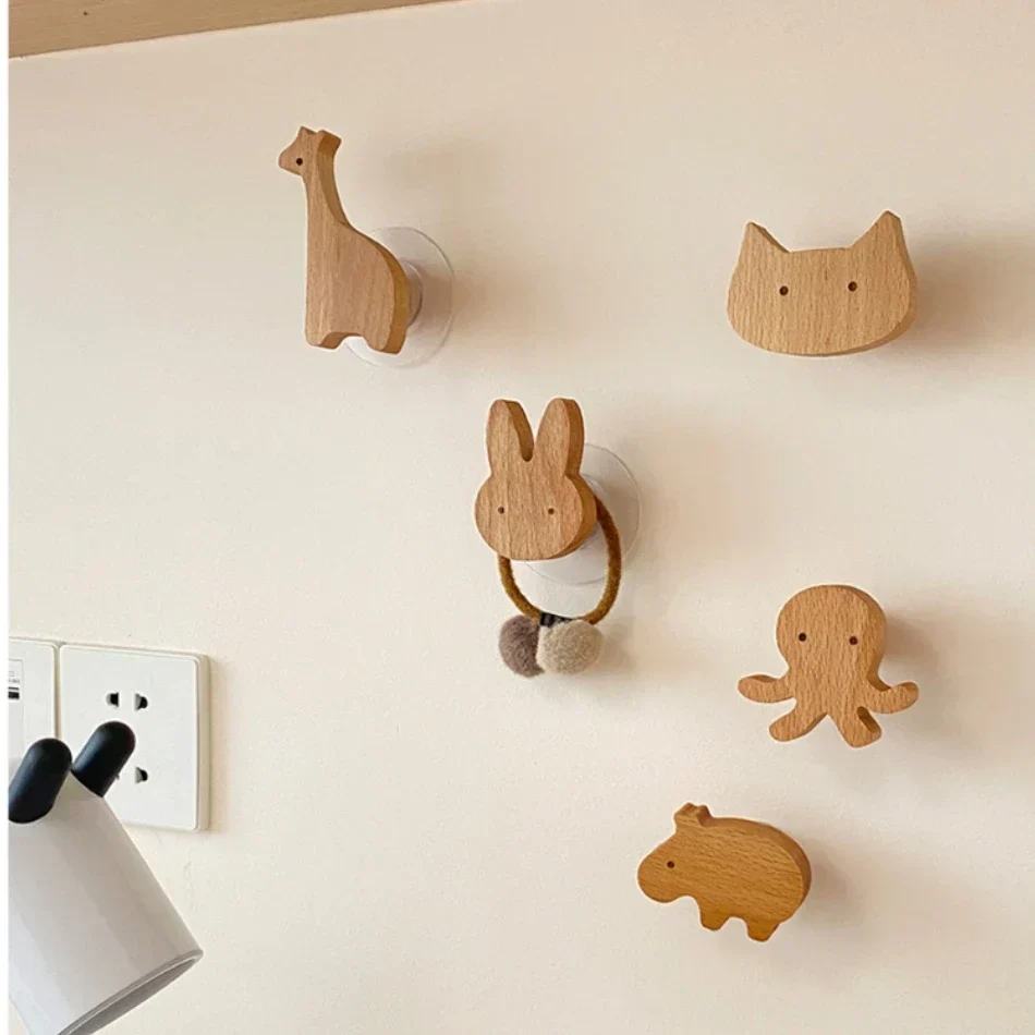 Wooden Animal Wall Hooks Coat Adhesive Hook Rack - Image 3