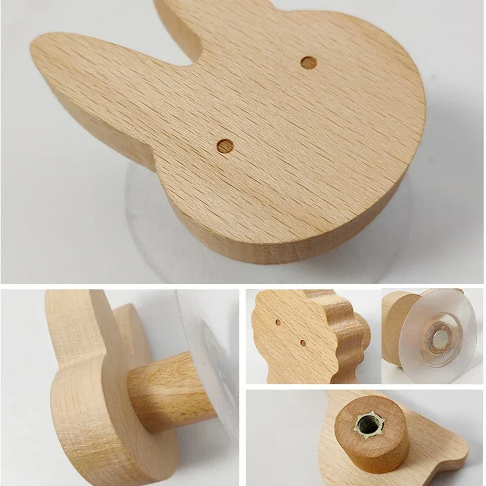 Wooden Animal Wall Hooks Coat Adhesive Hook Rack - Image 7