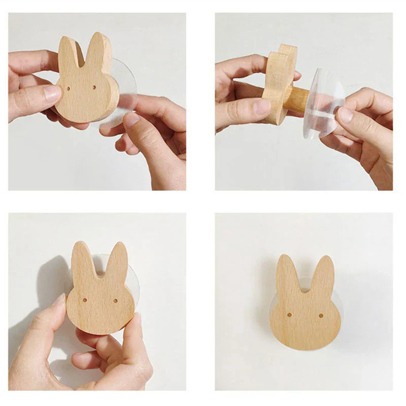 Wooden Animal Wall Hooks Coat Adhesive Hook Rack - Image 8