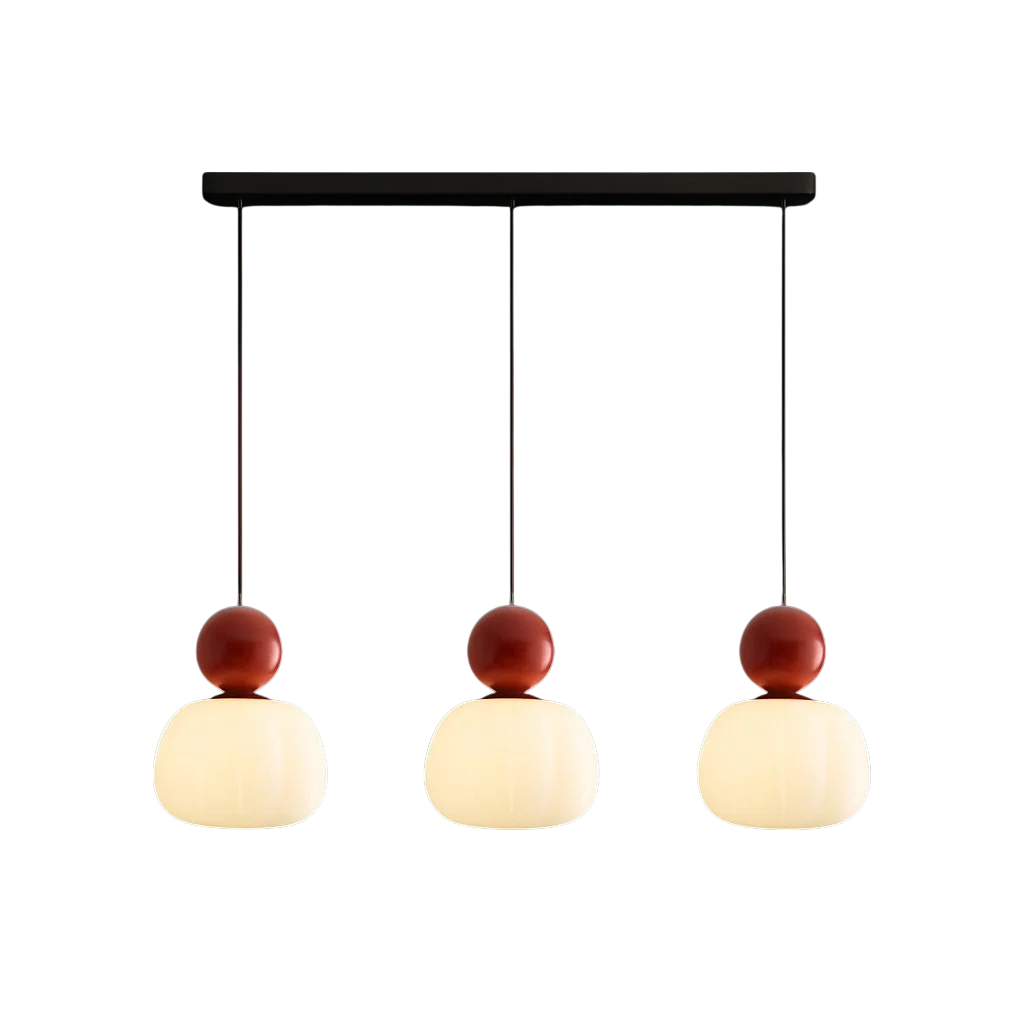 Opal glass pendant light with coloured sphere cap - Image 11