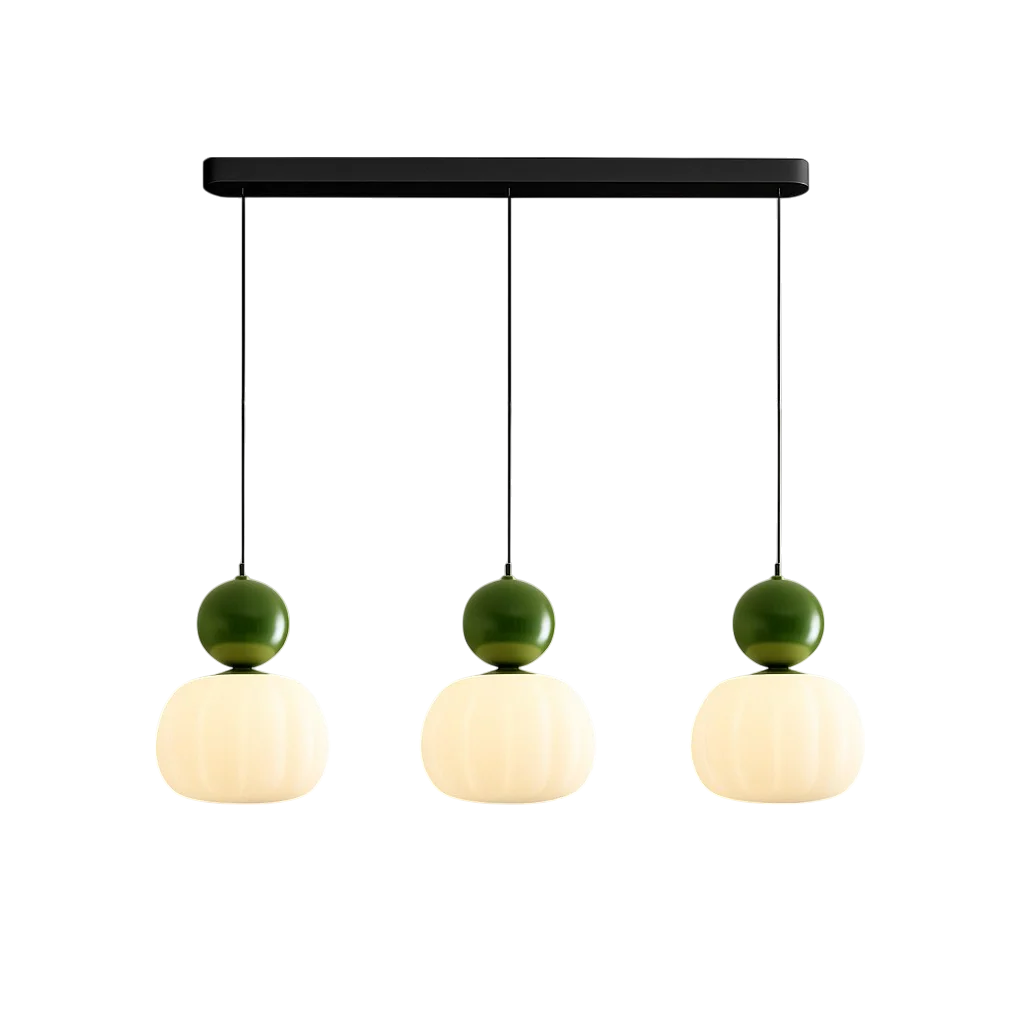 Opal glass pendant light with coloured sphere cap - Image 12