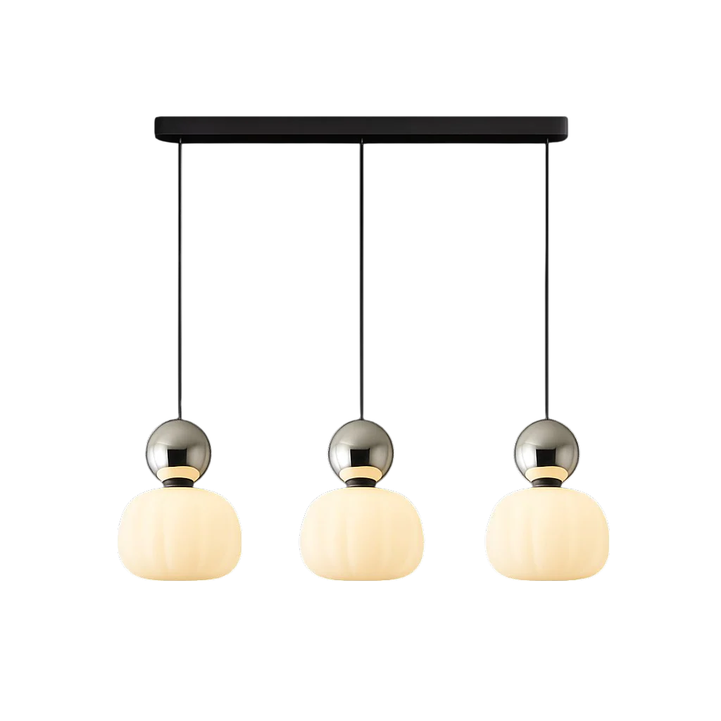 Opal glass pendant light with coloured sphere cap - Image 13