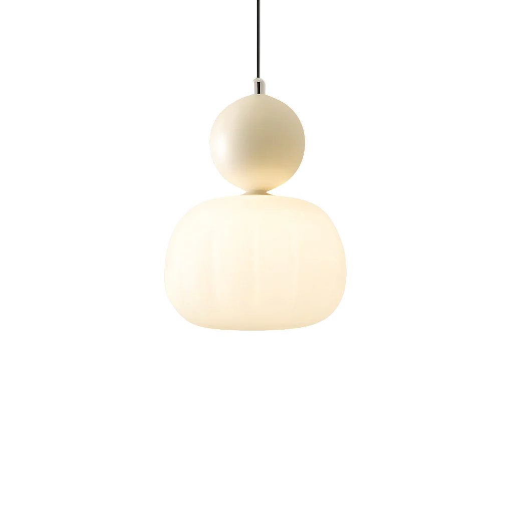 Opal glass pendant light with coloured sphere cap - Image 9
