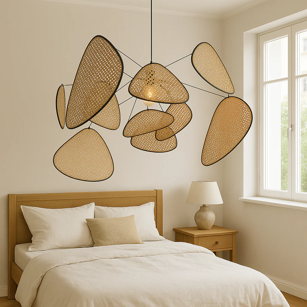Organic Rattan Sculpture Pendant Light