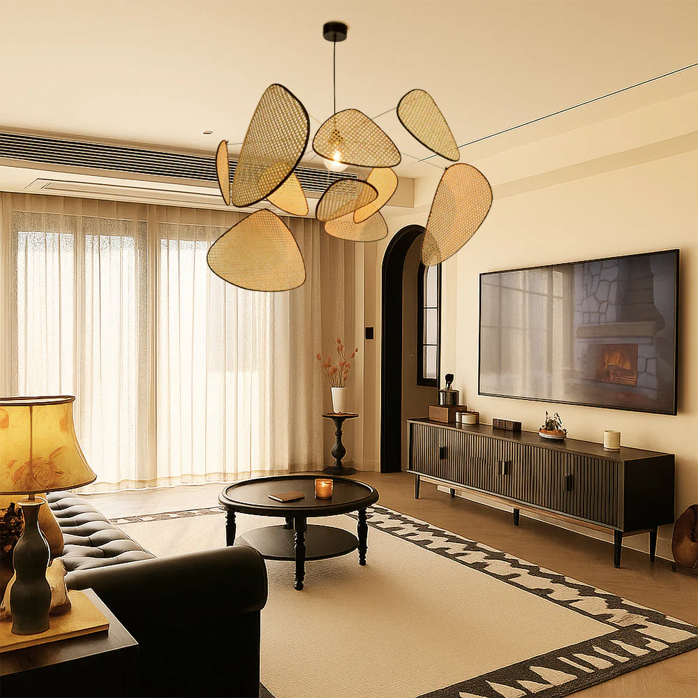 Organic Rattan Sculpture Pendant Light - Image 2