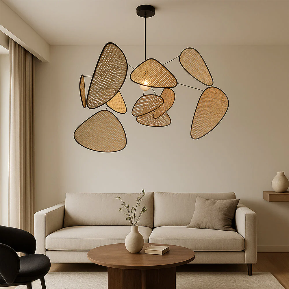 Organic Rattan Sculpture Pendant Light - Image 3