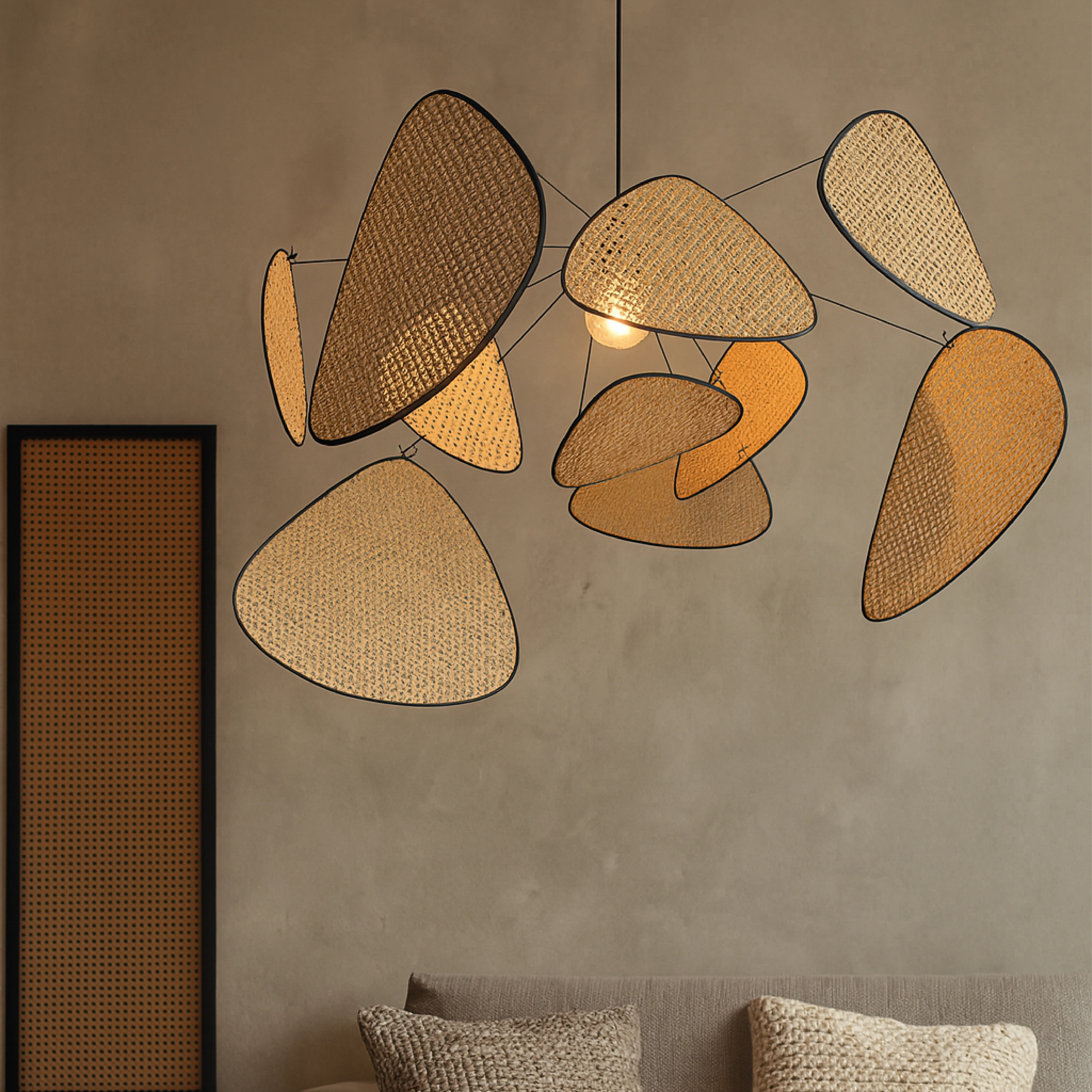 Organic Rattan Sculpture Pendant Light - Image 5
