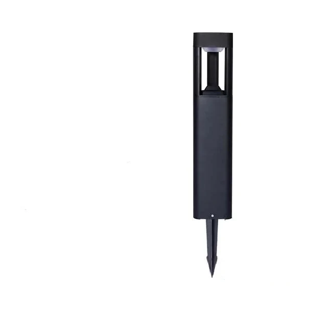 Outdoor LED Bollard Light Black Rectangular Garden Path Lamp - Image 11