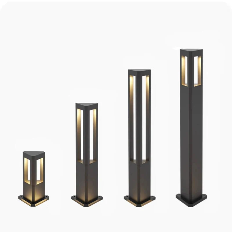 Outdoor LED Bollard Light Black Rectangular Garden Path Lamp - Image 16