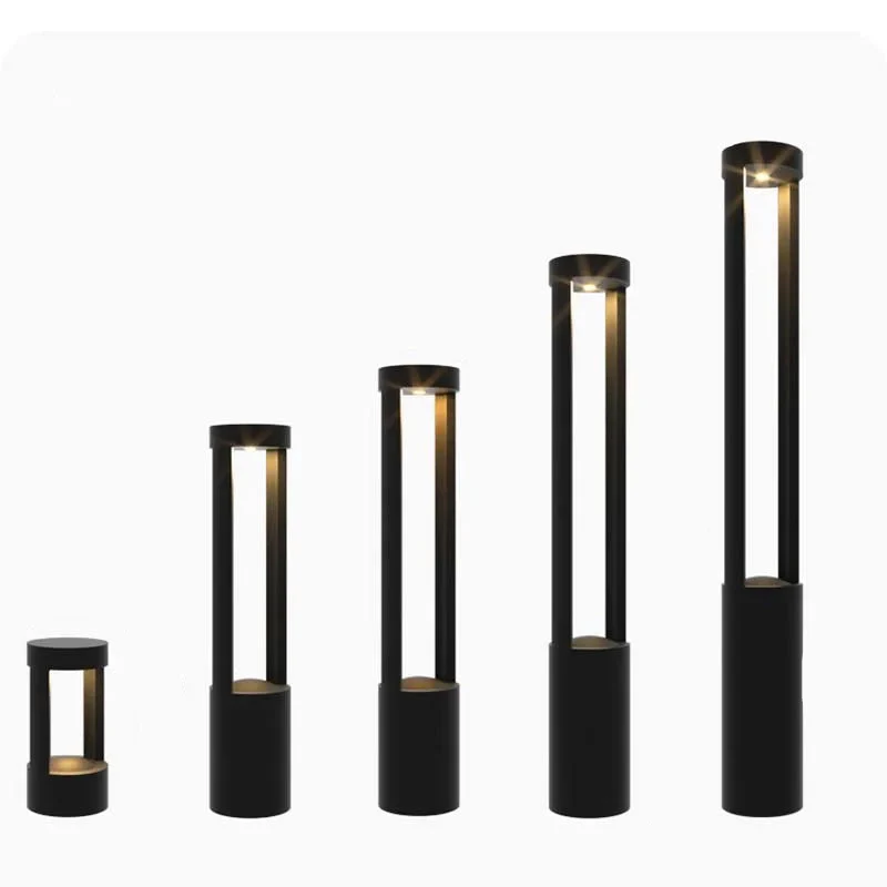 Outdoor LED Bollard Light Black Rectangular Garden Path Lamp - Image 19