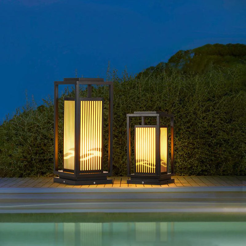 Outdoor Solar Post Light Black Cage Style Lamp - Image 10
