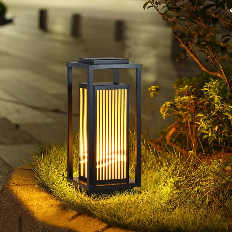 Outdoor Solar Post Light Black Cage Style Lamp - Image 5