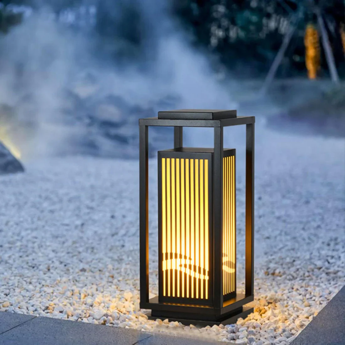 Outdoor Solar Post Light Black Cage Style Lamp - Image 7