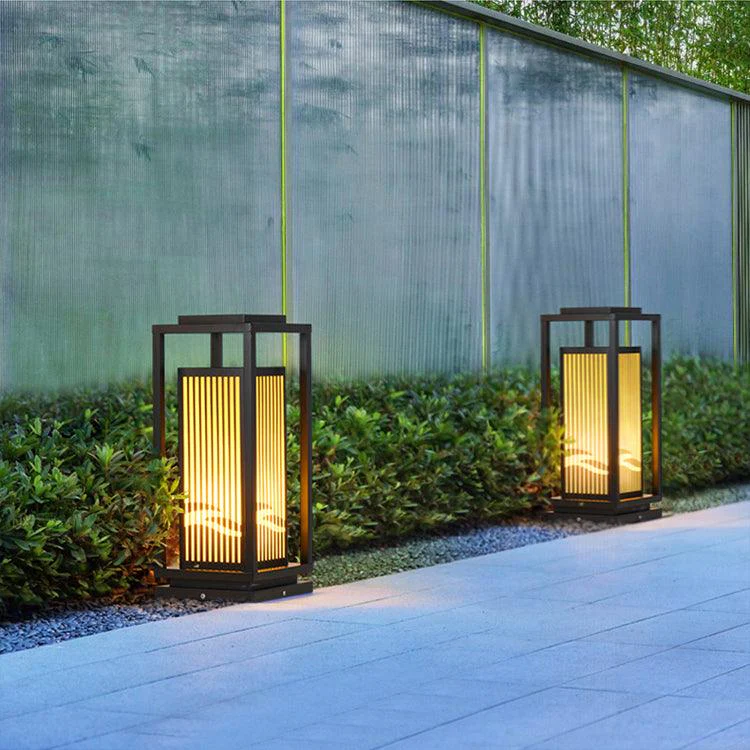 Outdoor Solar Post Light Black Cage Style Lamp - Image 8