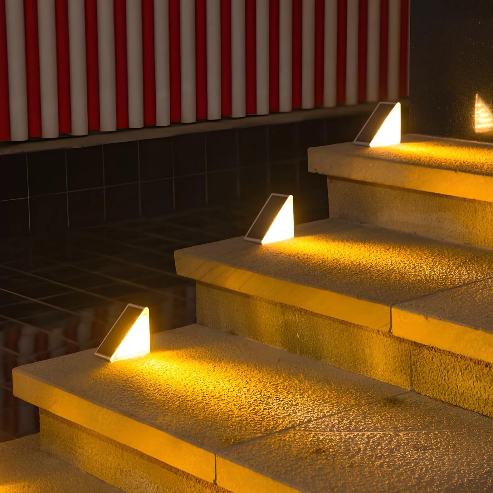 Outdoor Solar Powered LED Step Lights with Triangular Design - Image 5