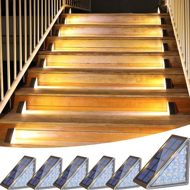 Outdoor Solar Powered LED Step Lights with Triangular Design - Image 6
