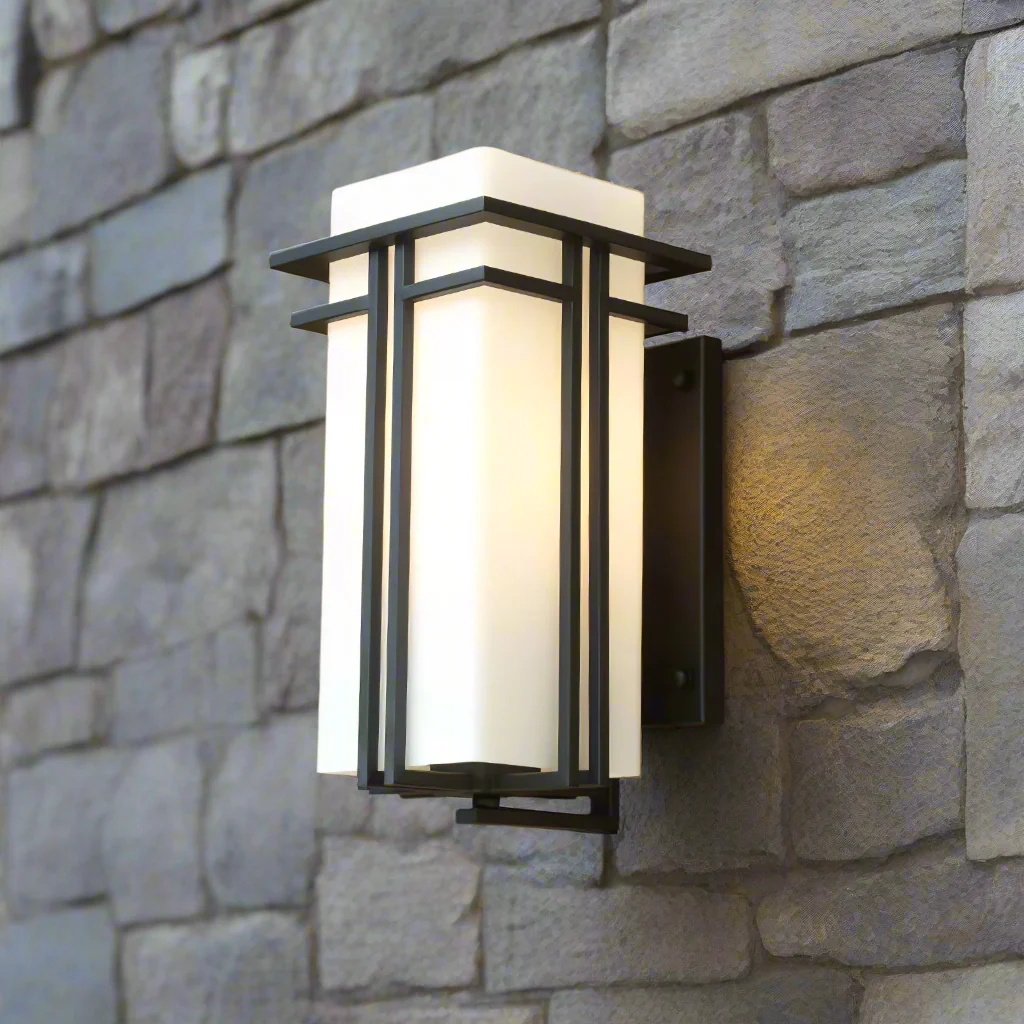 Outdoor Wall Light Rectangular Glass Shade with Metal Frame - Image 16