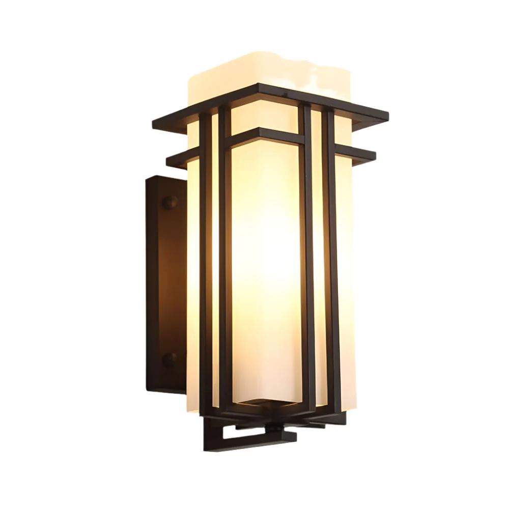 Outdoor Wall Light Rectangular Glass Shade with Metal Frame - Image 17