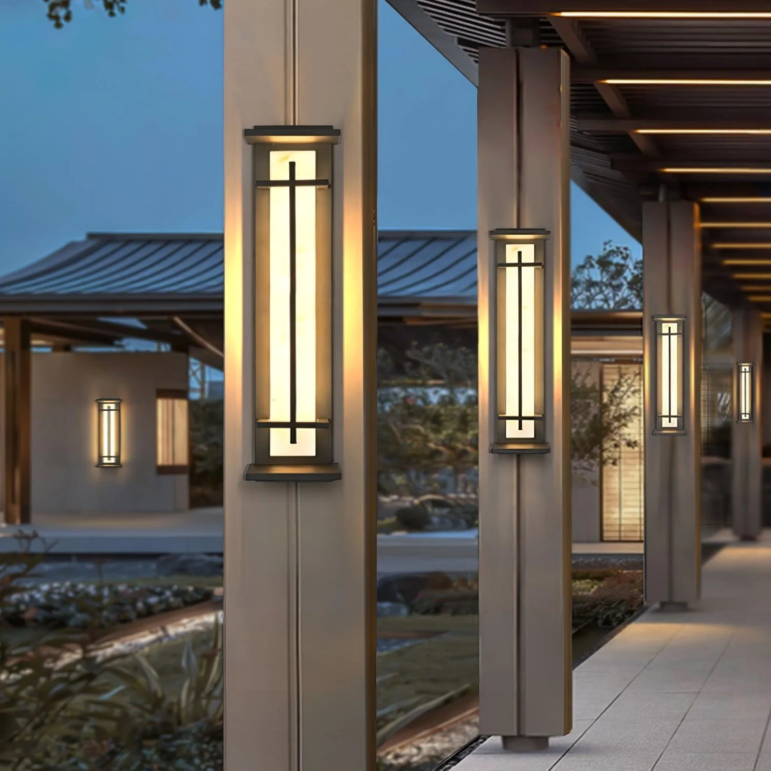 Outdoor Wall Light Waterproof LED Alabaster Style Exterior Lamp - Image 3