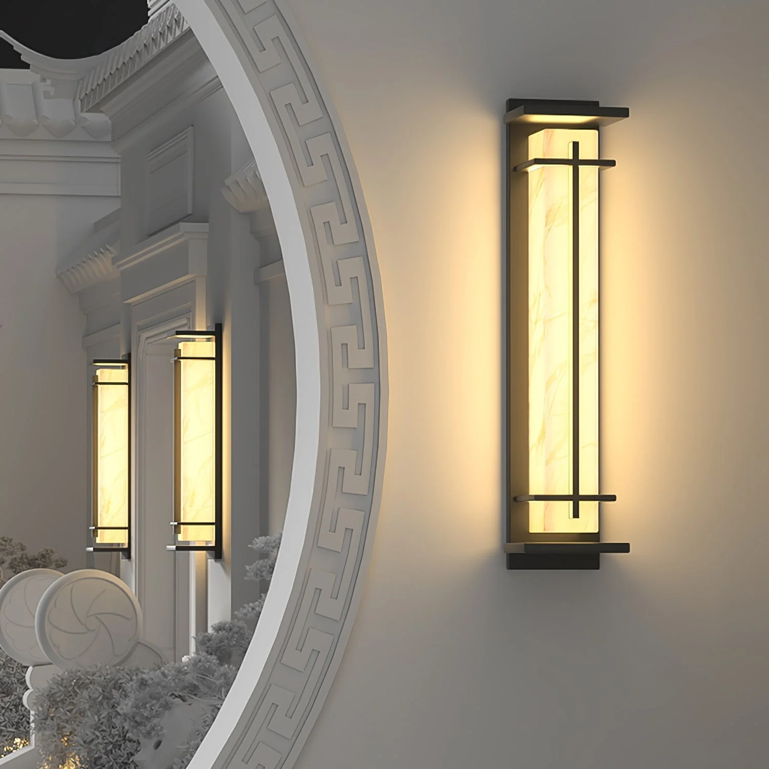 Outdoor Wall Light Waterproof LED Alabaster Style Exterior Lamp - Image 8