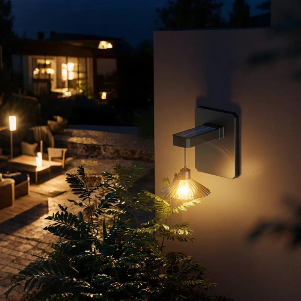 Outdoor Wall Light With Hanging Shade And Dusk Sensor - Image 2