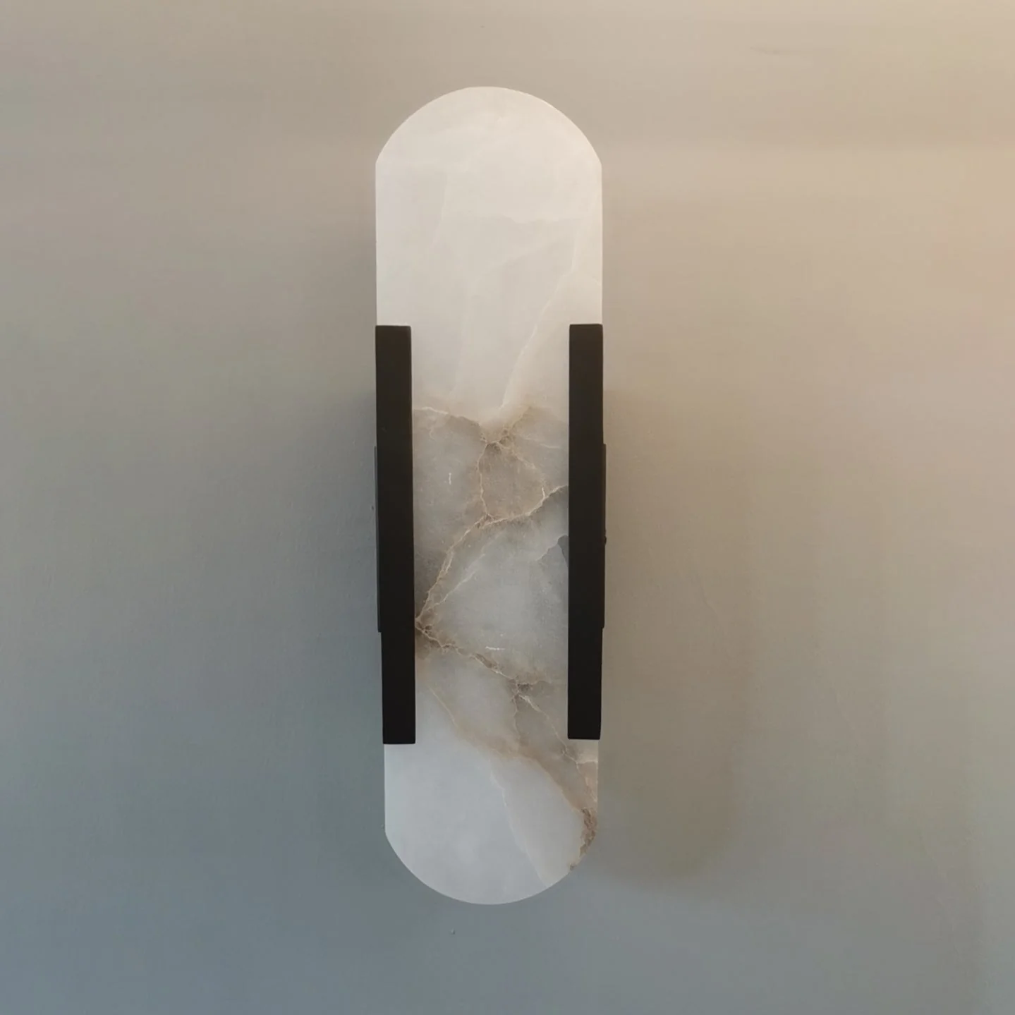 Oval Marble Wall Sconce with Soft LED Ambient Lighting - Image 10