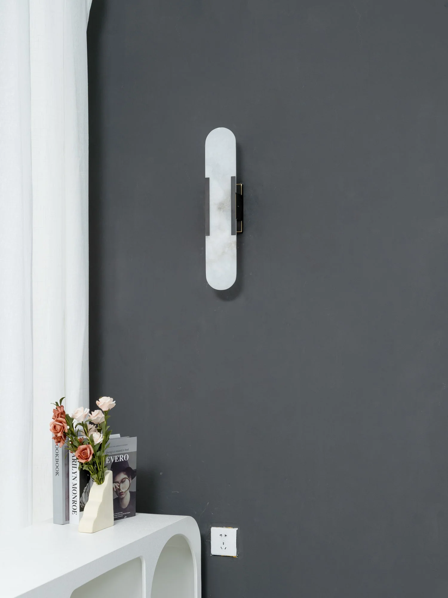 Oval Marble Wall Sconce with Soft LED Ambient Lighting - Image 8