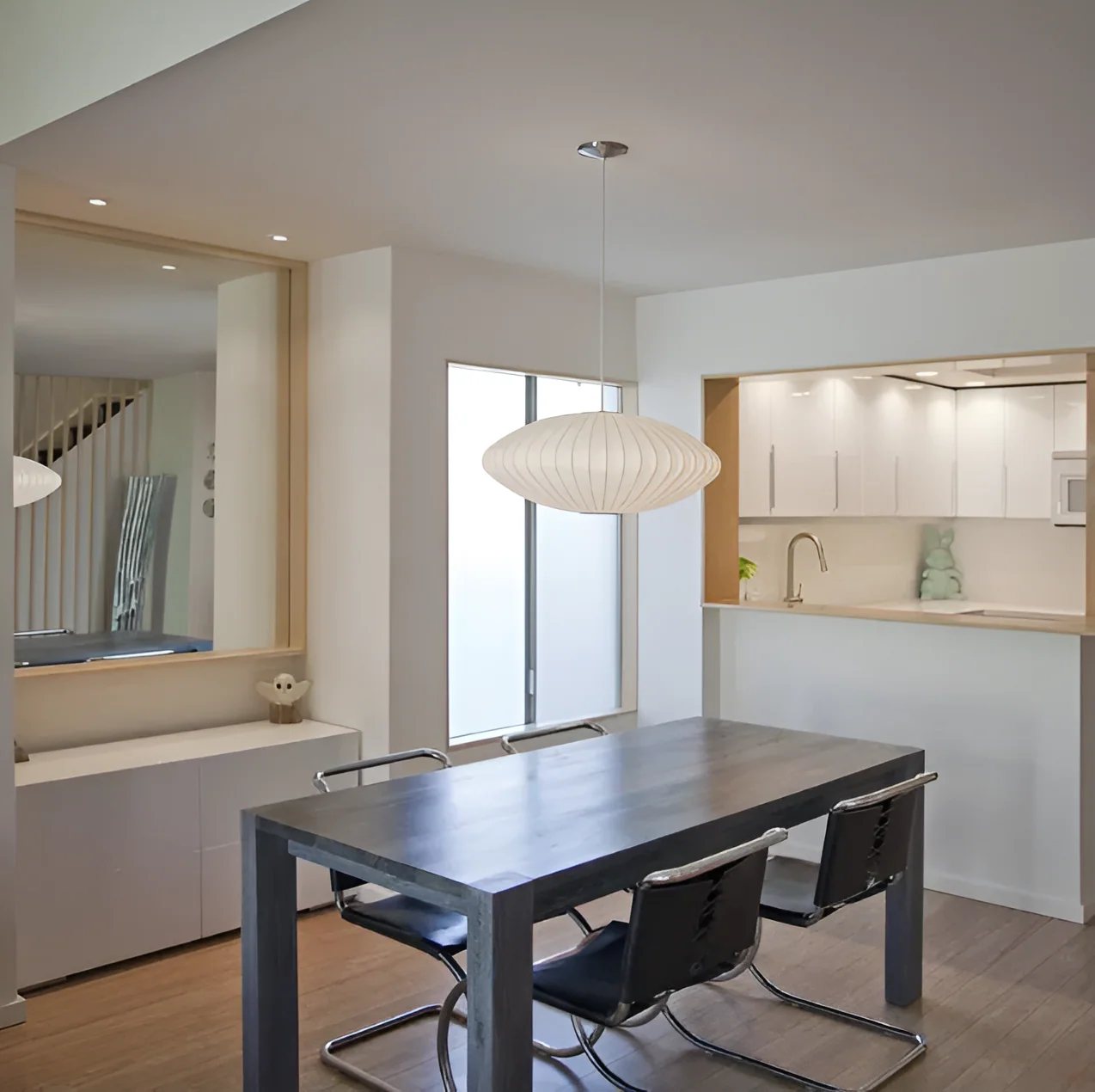 Oval pendant light with vertical lined shade - Image 3