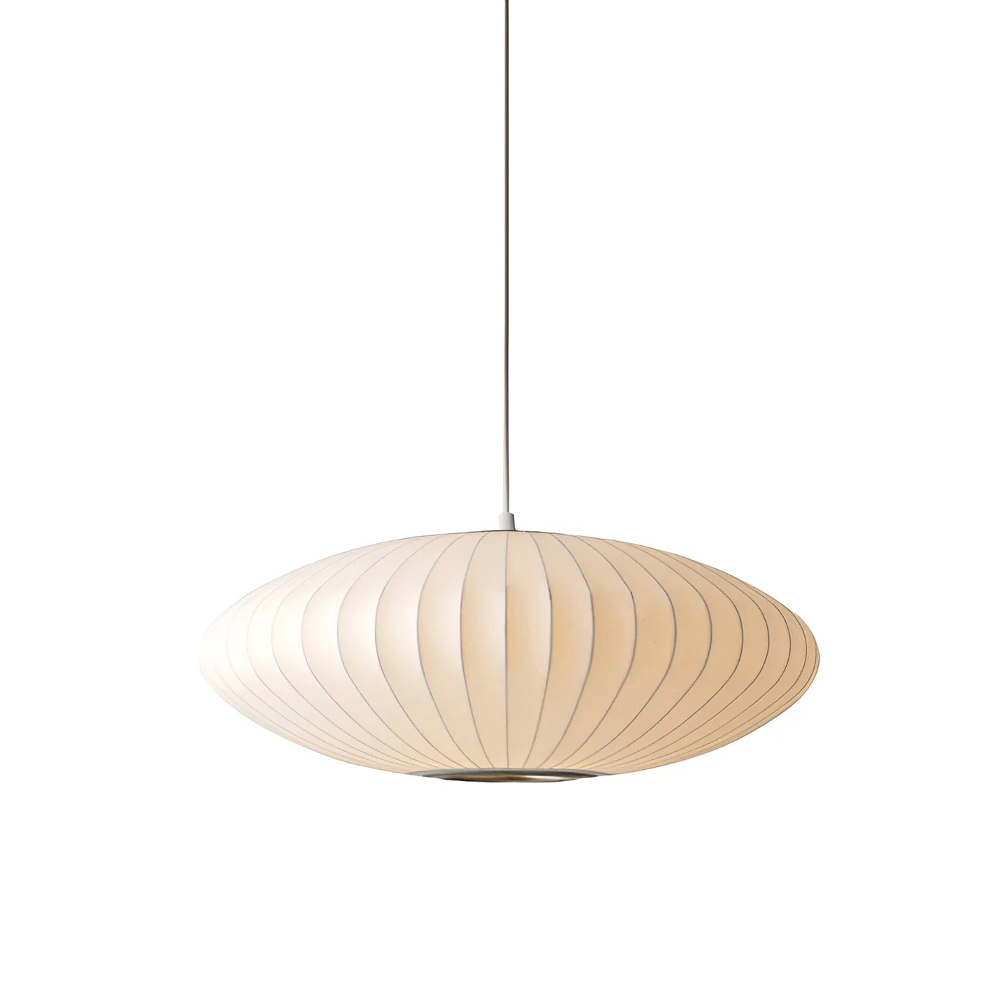 Oval pendant light with vertical lined shade - Image 5