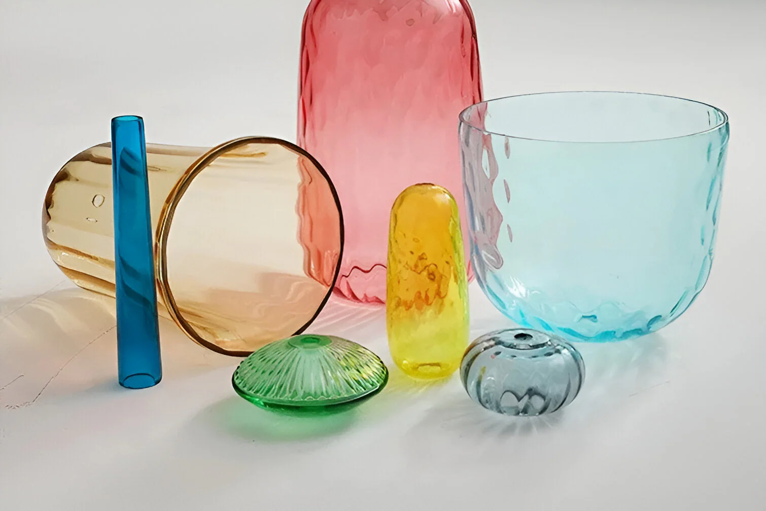 Pastel coloured glass pendant light with bell shade - Image 19