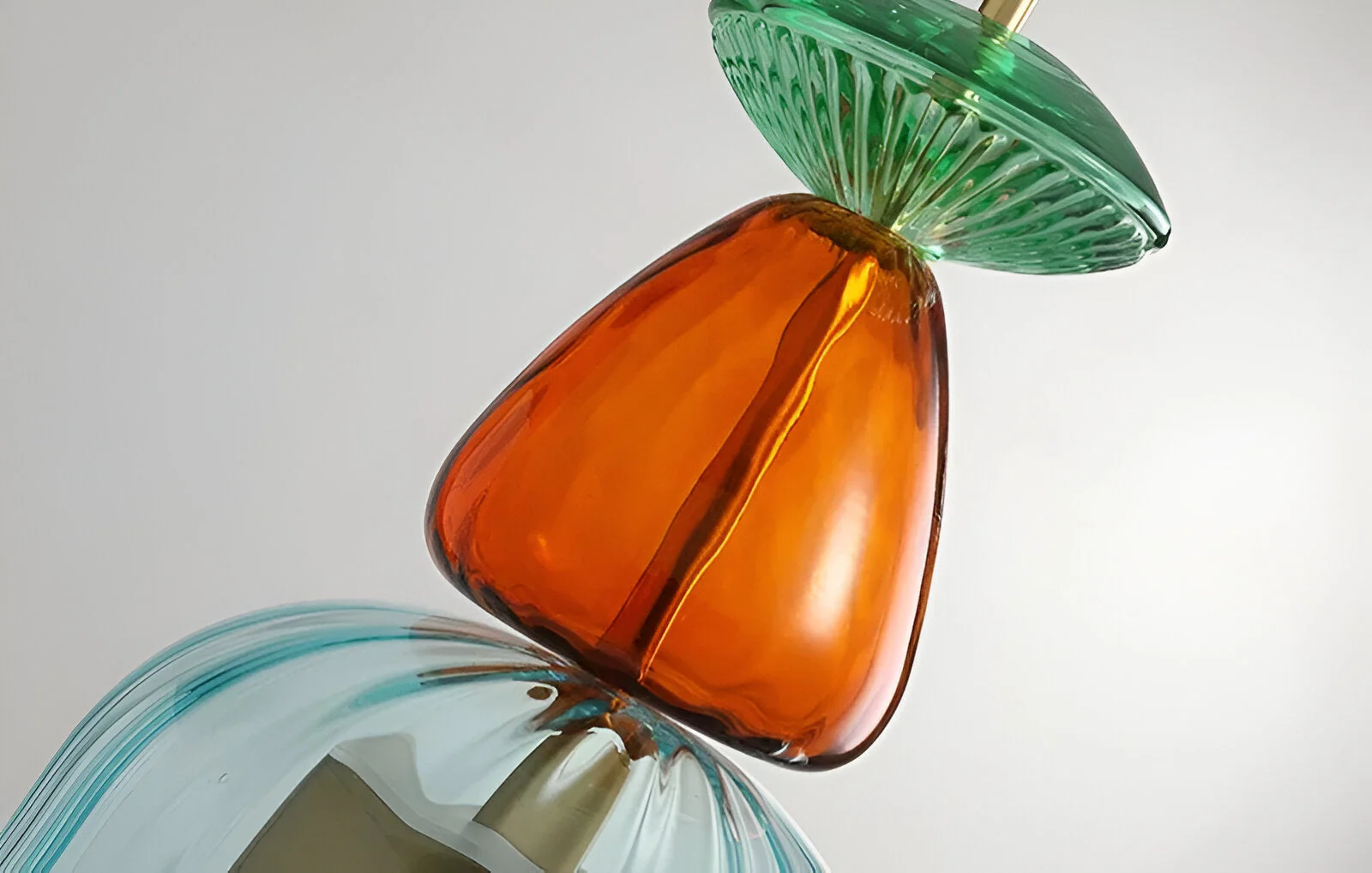 Pastel coloured glass pendant light with bell shade - Image 21