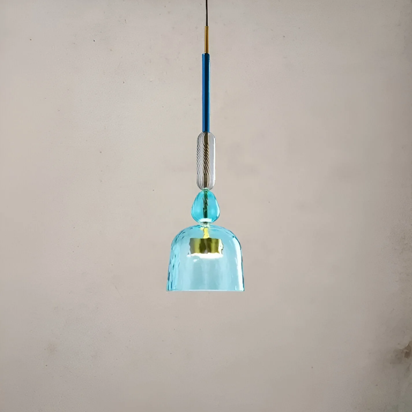 Pastel coloured glass pendant light with bell shade - Image 23