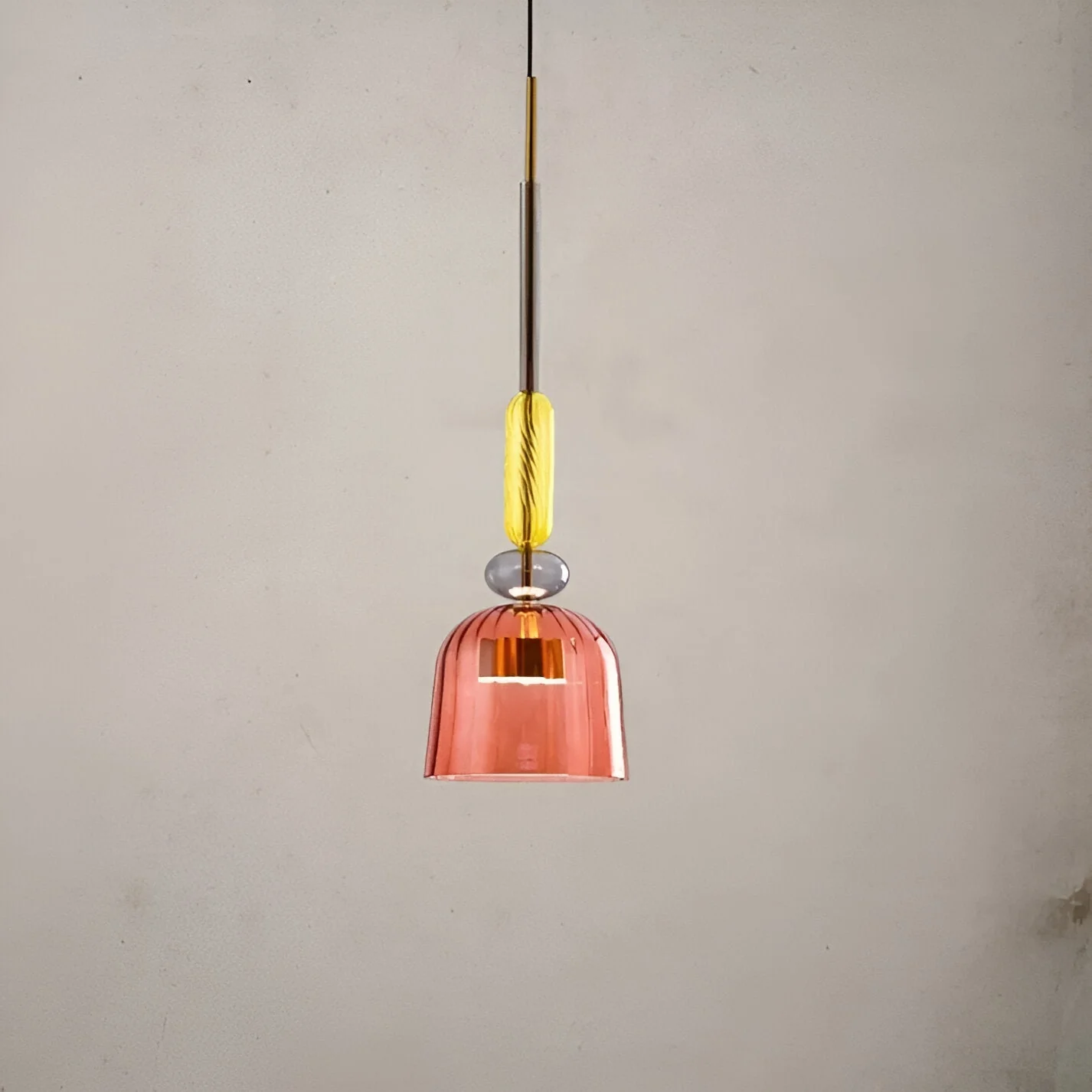 Pastel coloured glass pendant light with bell shade - Image 24