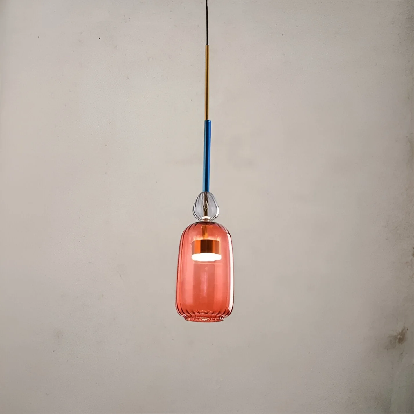 Pastel coloured glass pendant light with bell shade - Image 25