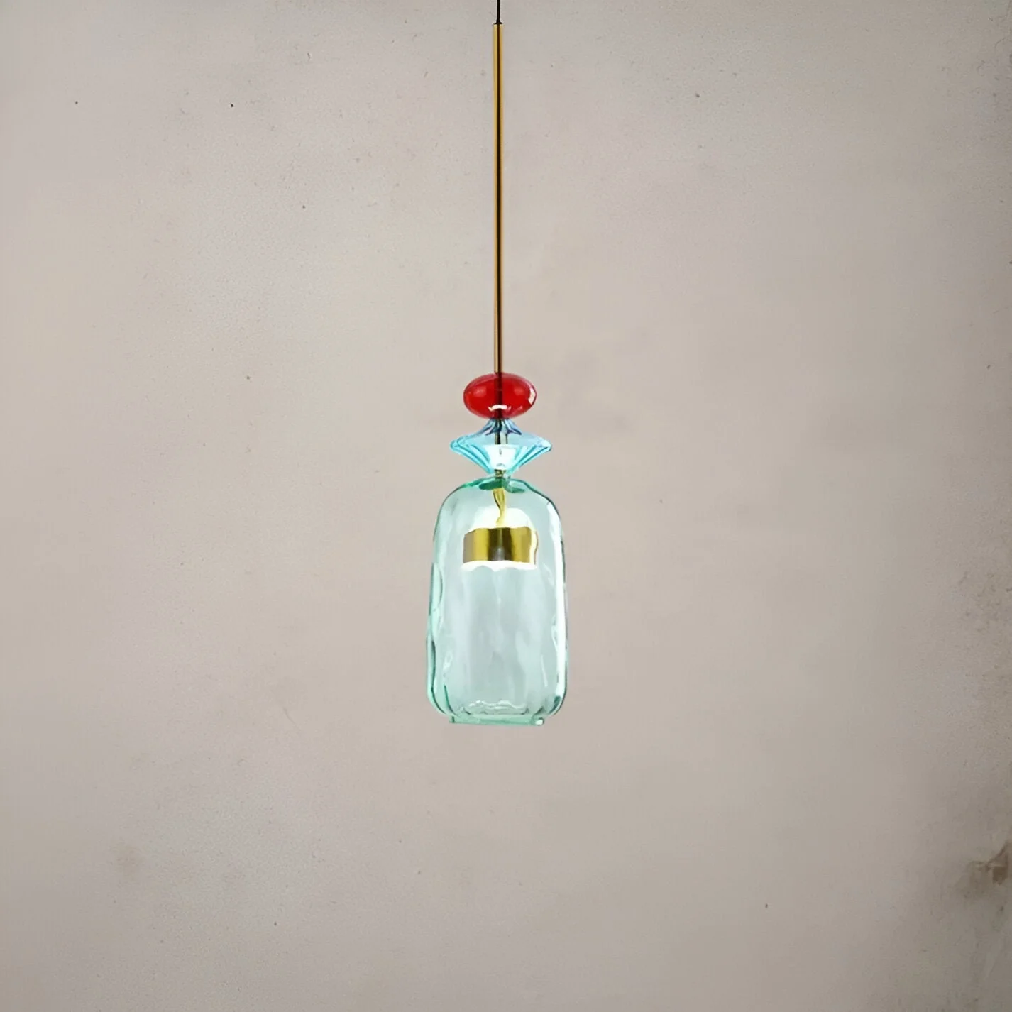 Pastel coloured glass pendant light with bell shade - Image 26