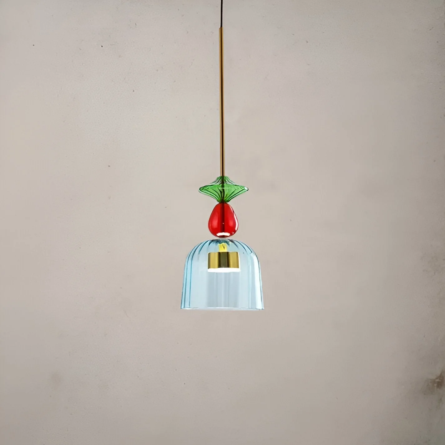 Pastel coloured glass pendant light with bell shade - Image 27