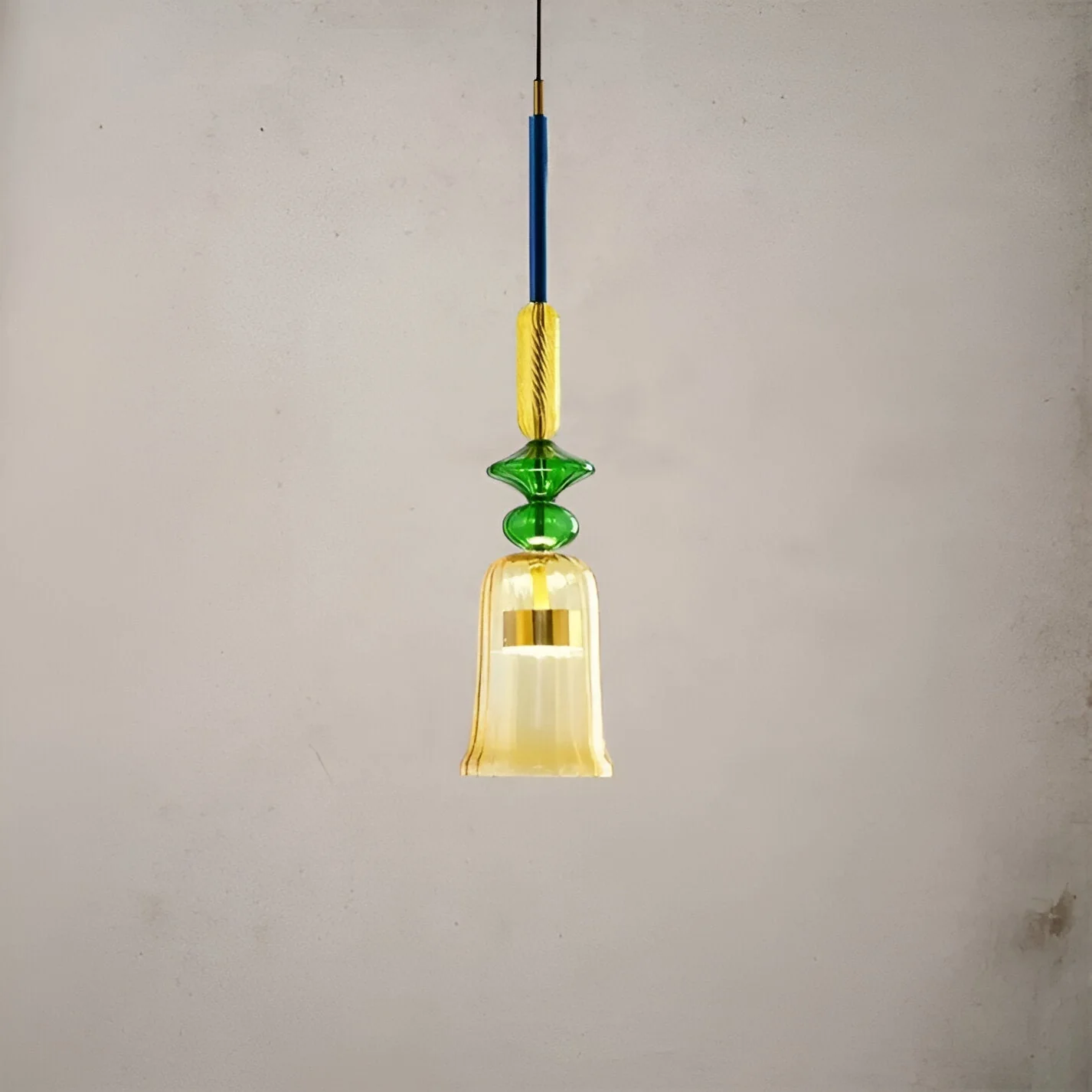 Pastel coloured glass pendant light with bell shade - Image 28