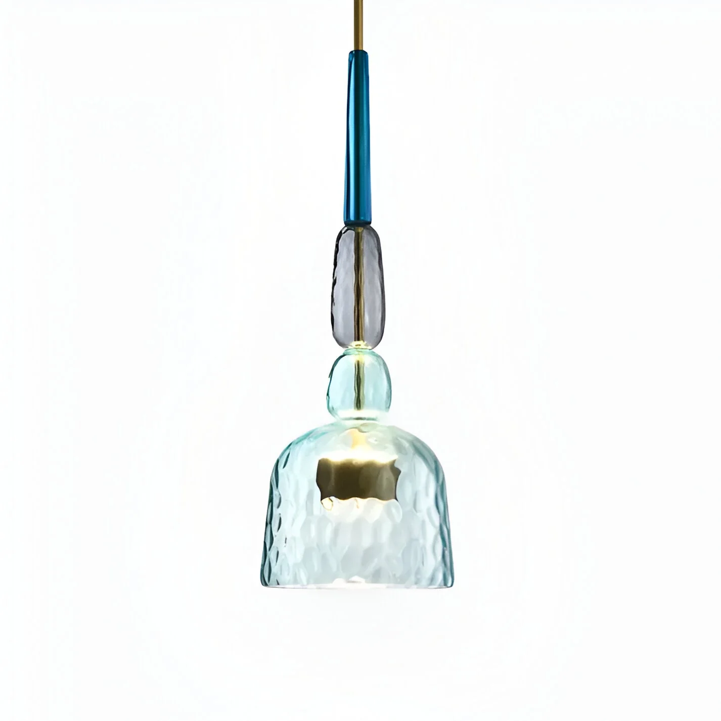 Pastel coloured glass pendant light with bell shade - Image 29
