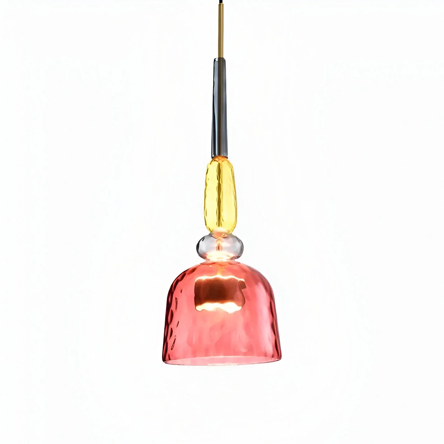 Pastel coloured glass pendant light with bell shade - Image 30
