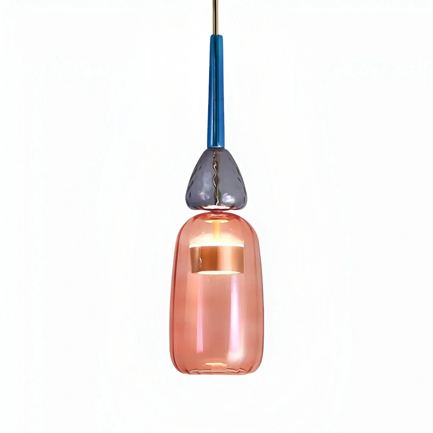 Pastel coloured glass pendant light with bell shade - Image 31