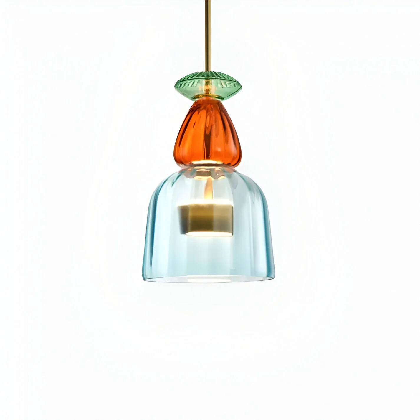 Pastel coloured glass pendant light with bell shade - Image 33