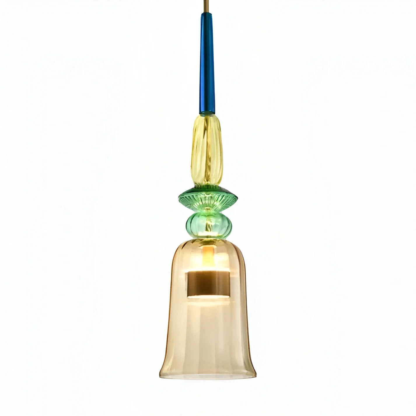 Pastel coloured glass pendant light with bell shade - Image 34